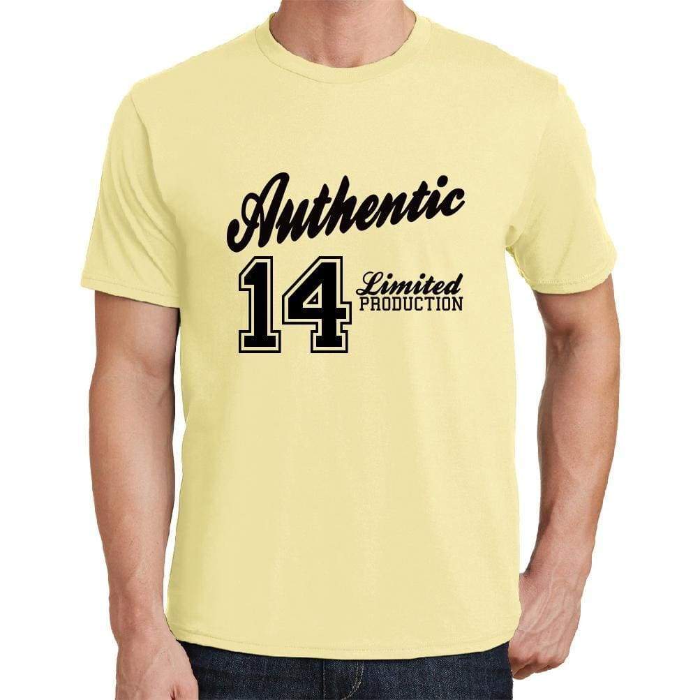 14, Authentic, Yellow, Men's Short Sleeve Round Neck T-shirt - ultrabasic-com