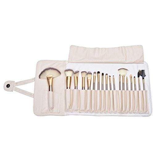 18pcs Make up Brush Set Professional Premium Synthetic Hair Wood Handle Essential Makeup Foundation Face Eyeshadow Eyebrow Liquid Brushes Kit with PU Travel Pouch - Ultrabasic