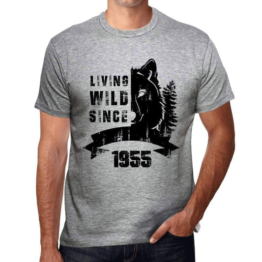 1955, Living Wild Since 1955 Men's T-shirt Grey Birthday Gift 00500 ultrabasic-com.myshopify.com