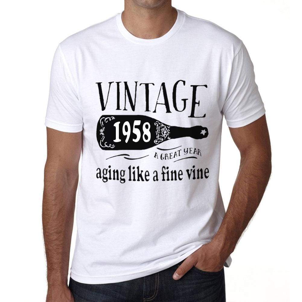 1958 Aging Like a Fine Wine Men's T-shirt White Birthday Gift 00457 ultrabasic-com.myshopify.com