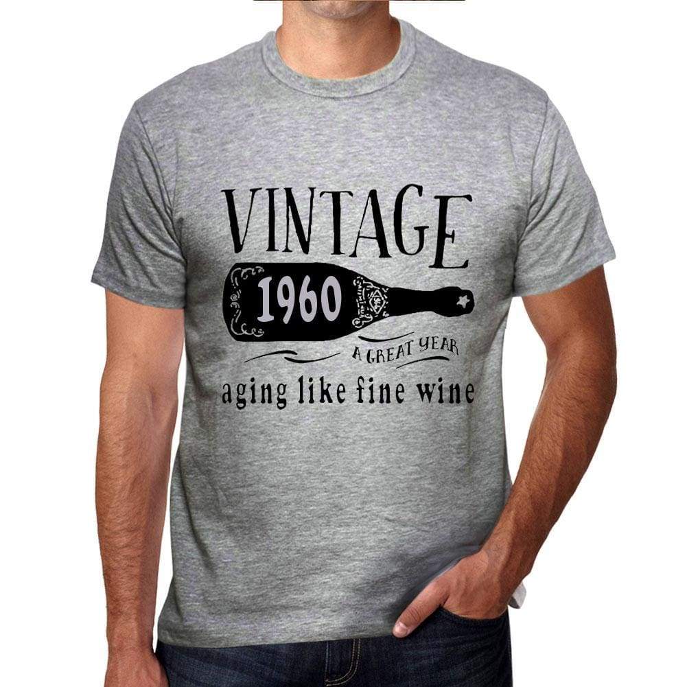 1960 Aging Like a Fine Wine Men's T-shirt Grey Birthday Gift 00459 ultrabasic-com.myshopify.com