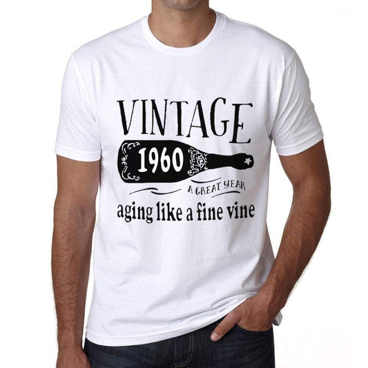 1960 Aging Like a Fine Wine Men's T-shirt White Birthday Gift 00457 ultrabasic-com.myshopify.com