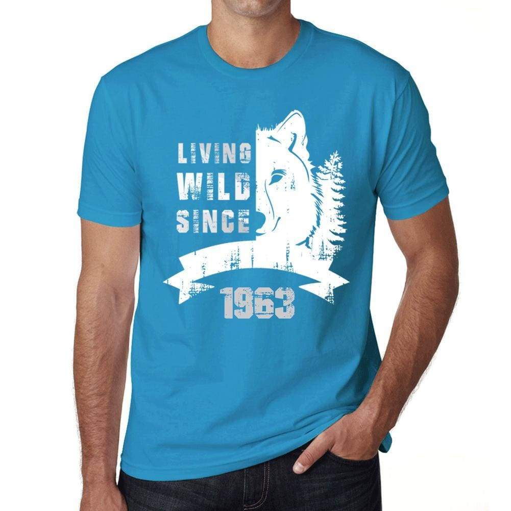 1963, Living Wild Since 1963 Men's T-shirt Blue Birthday Gift 00499 - ultrabasic-com