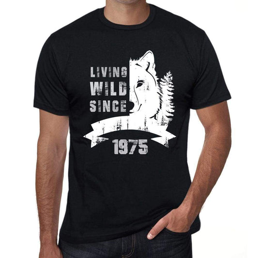 1975, Living Wild Since 1975 Men's T-shirt Black Birthday Gift 00498 - ultrabasic-com