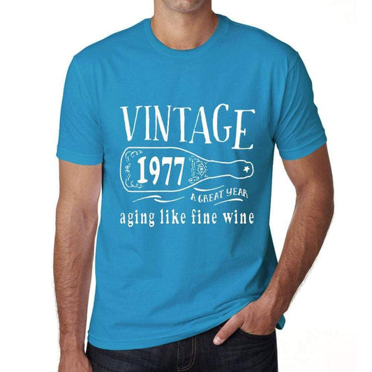 1977 Aging Like a Fine Wine Men's T-shirt Blue Birthday Gift 00460 - ultrabasic-com