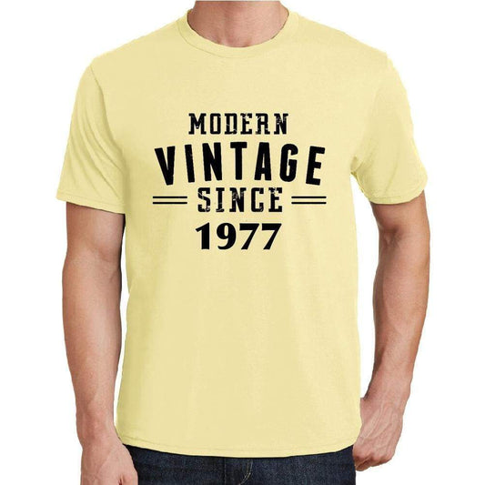 1977, Modern Vintage, Yellow, Men's Short Sleeve Round Neck T-shirt 00106 - ultrabasic-com