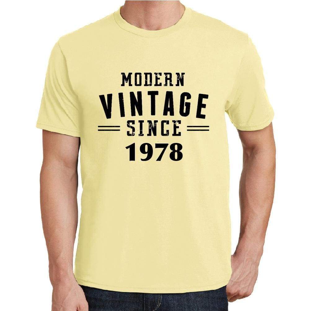 1978, Modern Vintage, Yellow, Men's Short Sleeve Round Neck T-shirt 00106 - ultrabasic-com