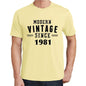 1981, Modern Vintage, Yellow, Men's Short Sleeve Round Neck T-shirt 00106 - ultrabasic-com