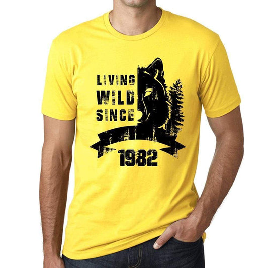 1982, Living Wild Since 1982 Men's T-shirt Yellow Birthday Gift 00501 - ultrabasic-com