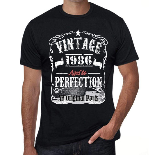 1986 Vintage Aged to Perfection Men's T-shirt Black Birthday Gift 00490 - ultrabasic-com