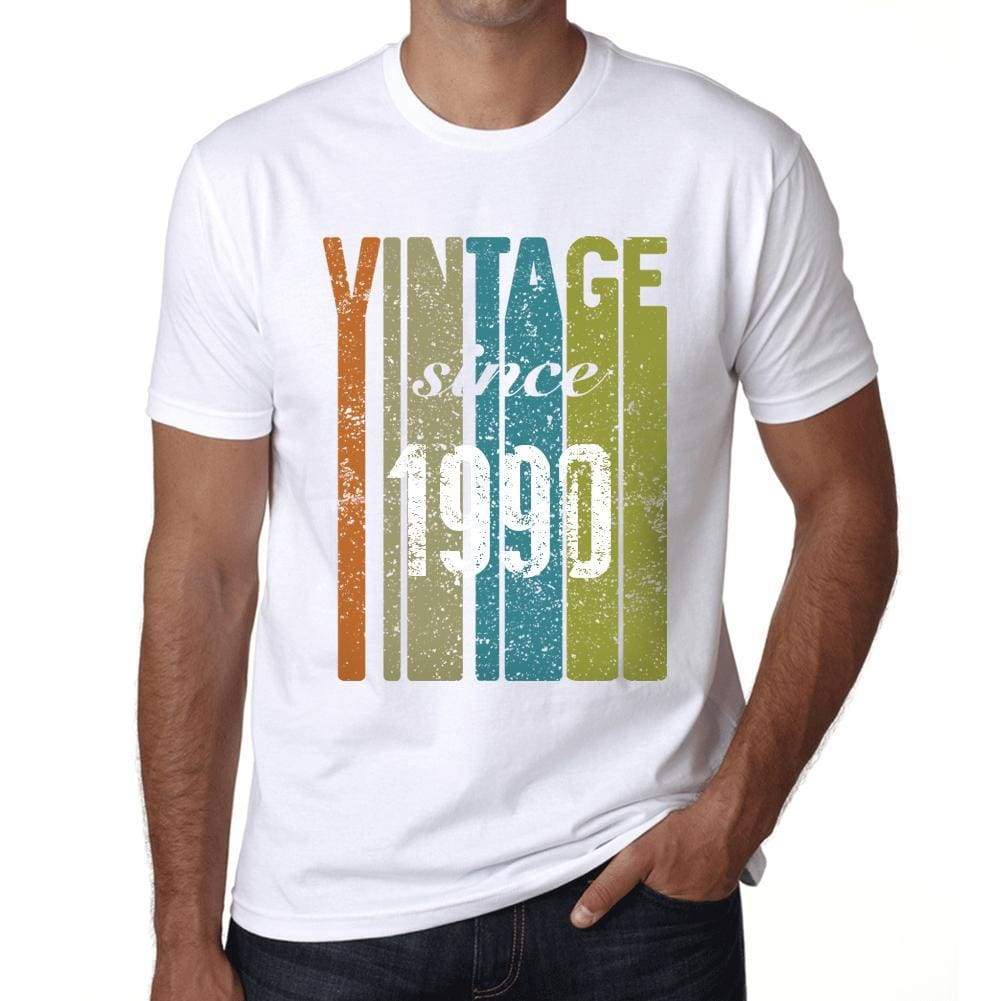1990 Vintage Since 1990 Mens T-Shirt White Birthday Gift 00503 - White / X-Small - Casual
