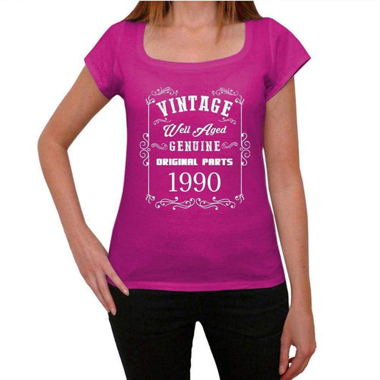 1990 Well Aged Pink Womens Short Sleeve Round Neck T-Shirt 00109 - Pink / Xs - Casual