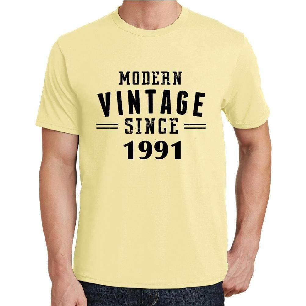 1991 Modern Vintage Yellow Mens Short Sleeve Round Neck T-Shirt 00106 - Yellow / S - Casual