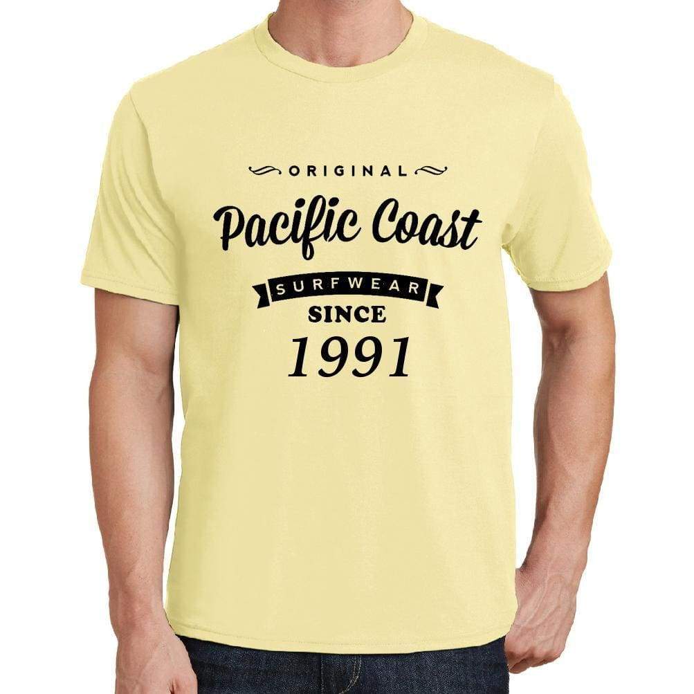 1991 Pacific Coast Yellow Mens Short Sleeve Round Neck T-Shirt 00105 - Yellow / S - Casual