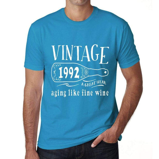 1992 Aging Like A Fine Wine Mens T-Shirt Blue Birthday Gift 00460 - Blue / Xs - Casual