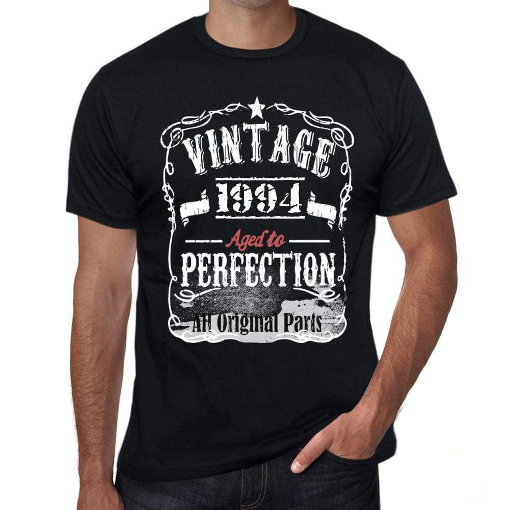 1994 Vintage Aged To Perfection Mens T-Shirt Black Birthday Gift 00490 - Black / Xs - Casual