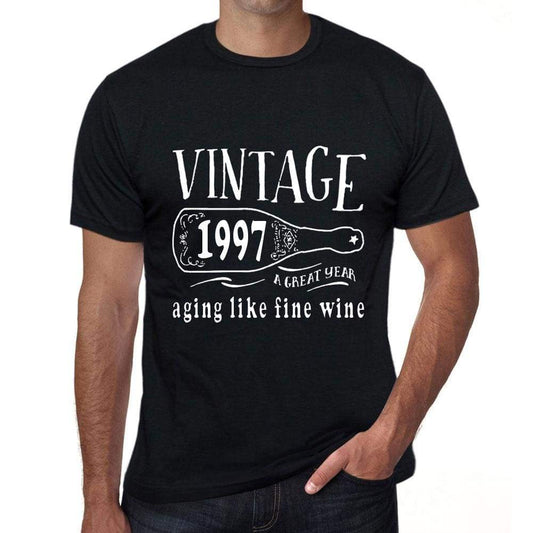 1997 Aging Like A Fine Wine Mens T-Shirt Black Birthday Gift 00458 - Black / Xs - Casual