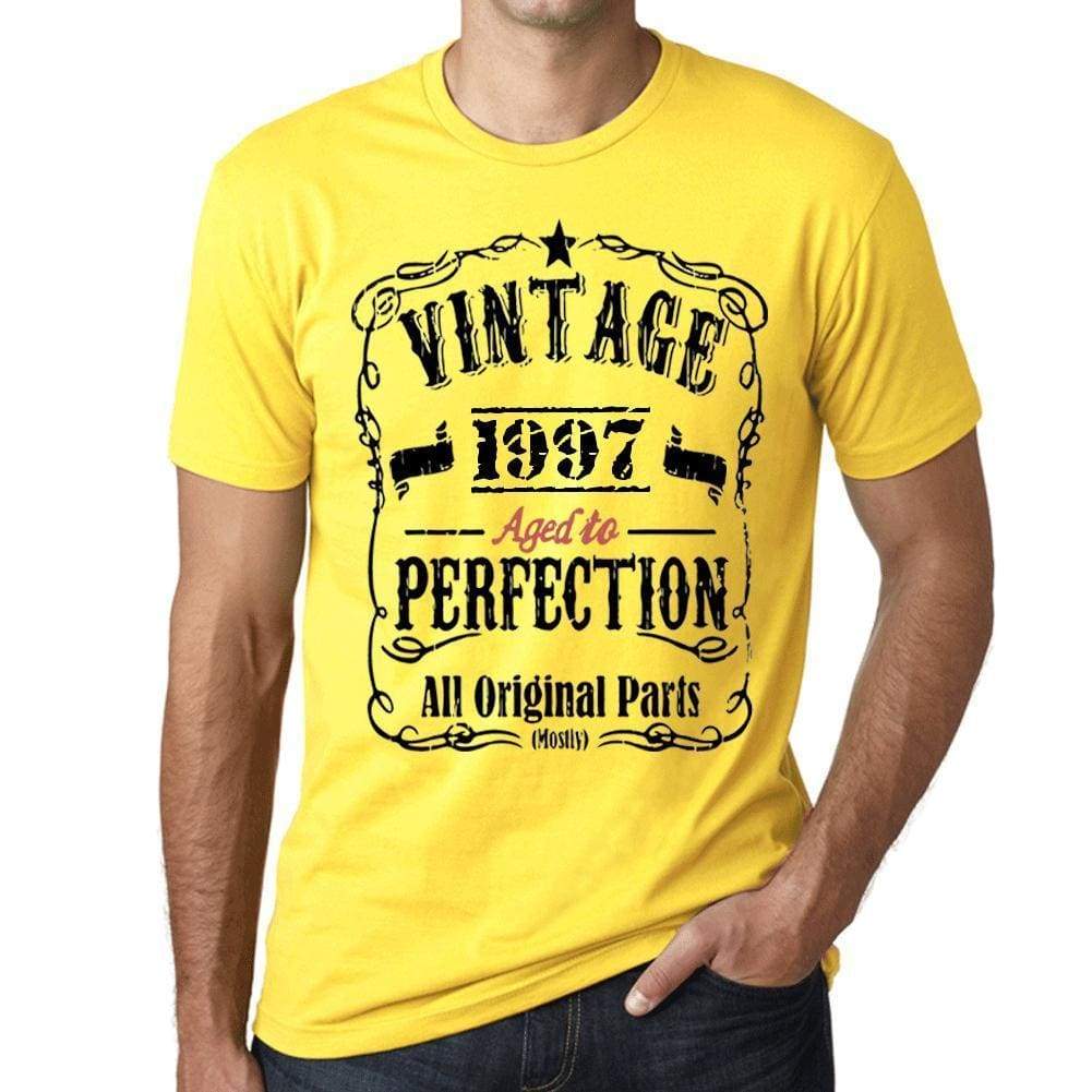 1997 Vintage Aged To Perfection Mens T-Shirt Yellow Birthday Gift 00487 - Yellow / Xs - Casual