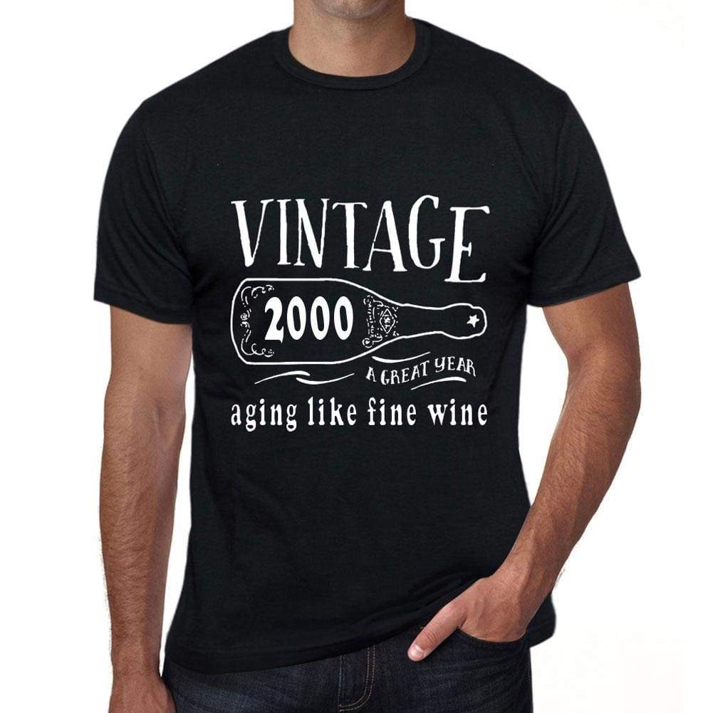 2000 Aging Like A Fine Wine Mens T-Shirt Black Birthday Gift 00458 - Black / Xs - Casual