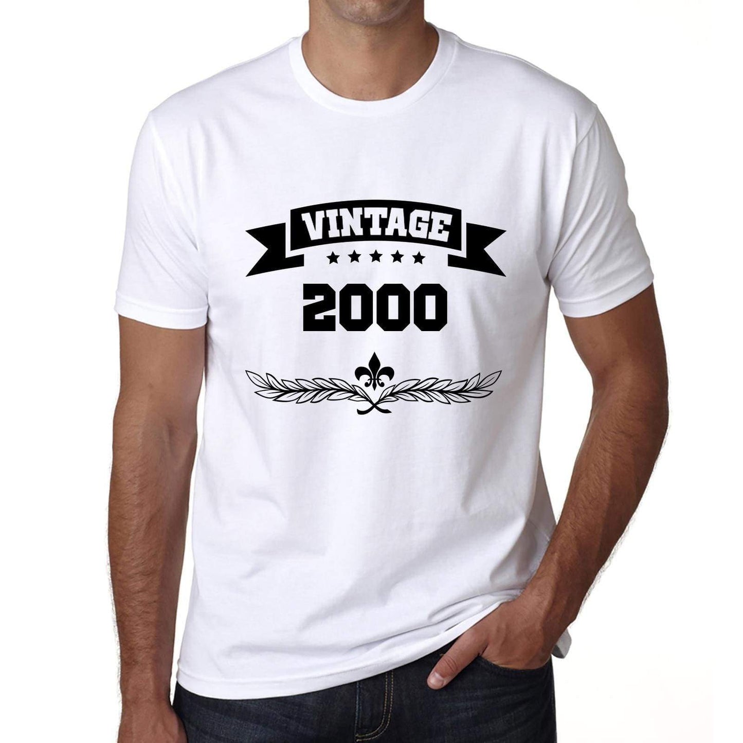 2000 Vintage Year White Mens Short Sleeve Round Neck T-Shirt 00096 - White / S - Casual