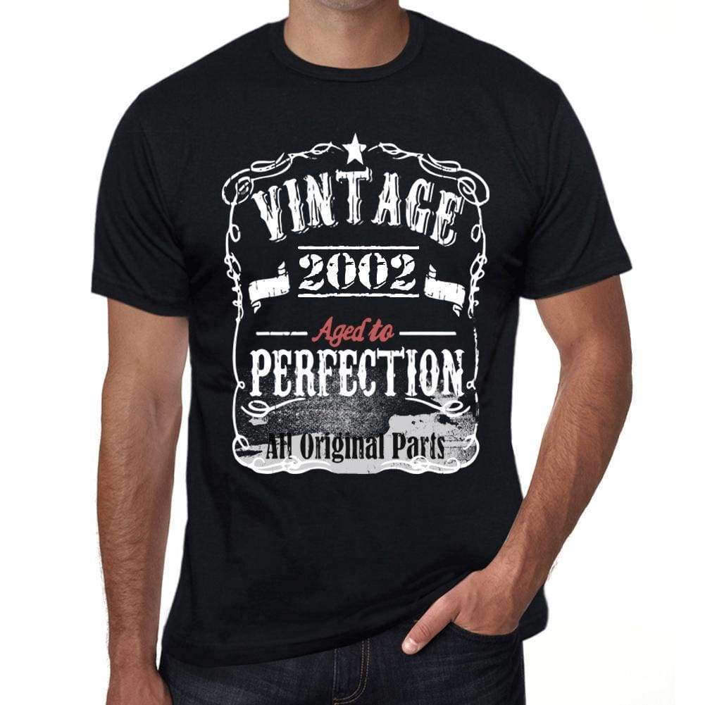 2002 Vintage Aged To Perfection Mens T-Shirt Black Birthday Gift 00490 - Black / Xs - Casual