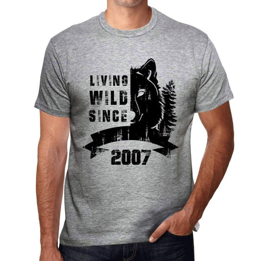 2007 Living Wild Since 2007 Mens T-Shirt Grey Birthday Gift 00500 - Grey / Small - Casual