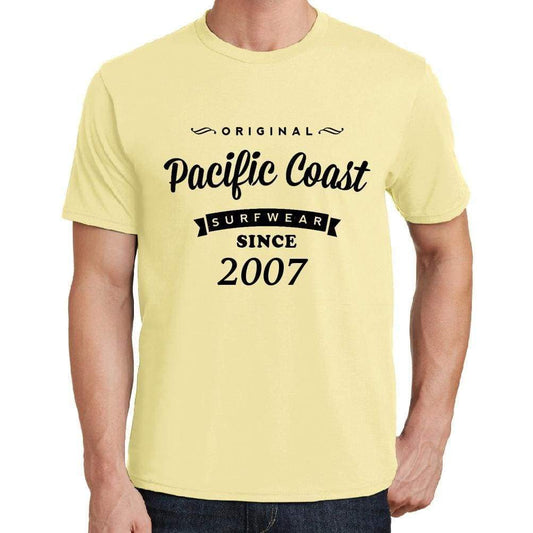 2007 Pacific Coast Yellow Mens Short Sleeve Round Neck T-Shirt 00105 - Yellow / S - Casual