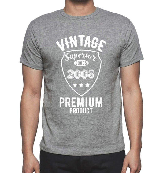 2008 Vintage Superior Grey Mens Short Sleeve Round Neck T-Shirt 00098 - Grey / S - Casual