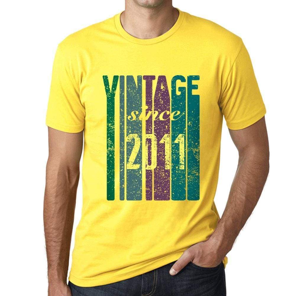 2011 Vintage Since 2011 Mens T-Shirt Yellow Birthday Gift 00517 - Yellow / Xs - Casual