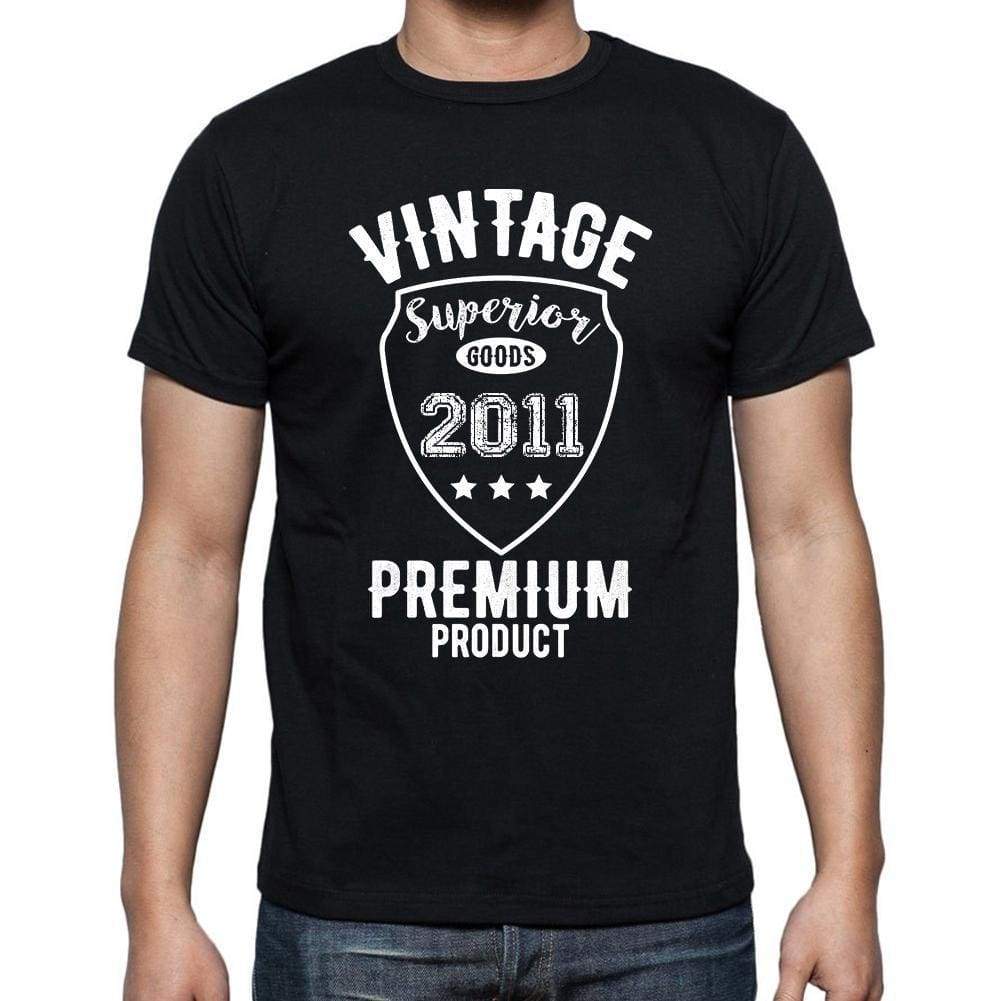 2011 Vintage Superior Black Mens Short Sleeve Round Neck T-Shirt 00102 - Black / S - Casual