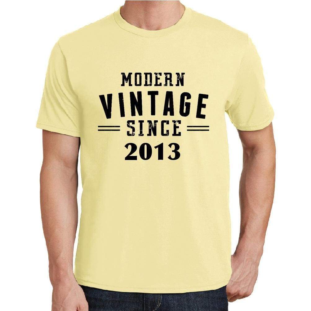 2013 Modern Vintage Yellow Mens Short Sleeve Round Neck T-Shirt 00106 - Yellow / S - Casual