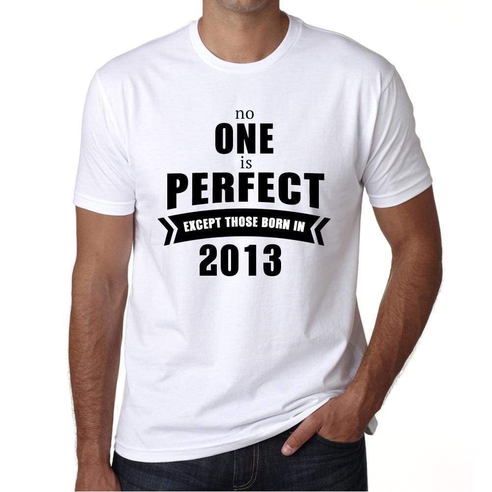 2013 No One Is Perfect White Mens Short Sleeve Round Neck T-Shirt 00093 - White / S - Casual