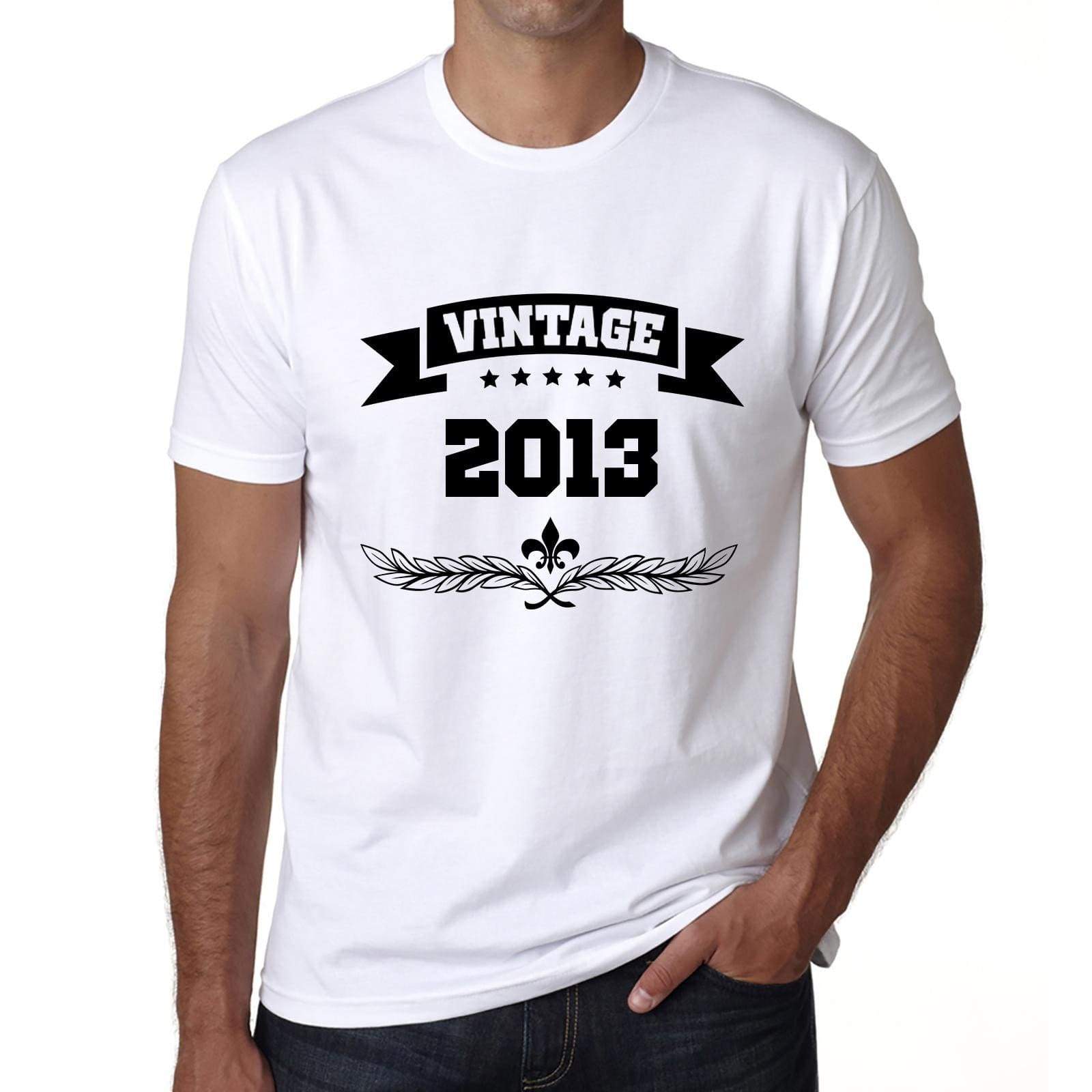 2013 Vintage Year White Mens Short Sleeve Round Neck T-Shirt 00096 - White / S - Casual