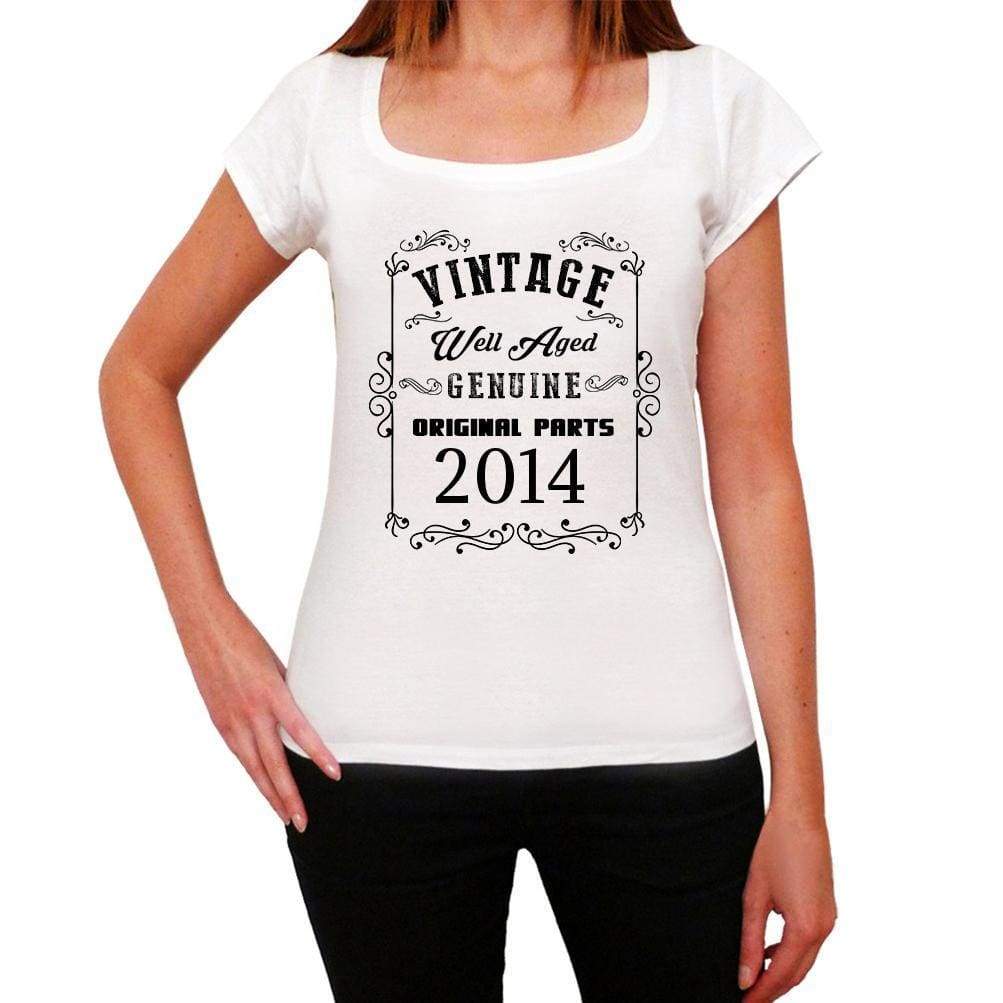 2014 Well Aged White Womens Short Sleeve Round Neck T-Shirt 00108 - White / Xs - Casual