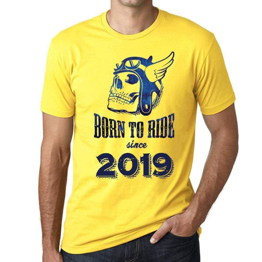 2019 Born To Ride Since 2019 Mens T-Shirt Yellow Birthday Gift 00496 - Yellow / Xs - Casual