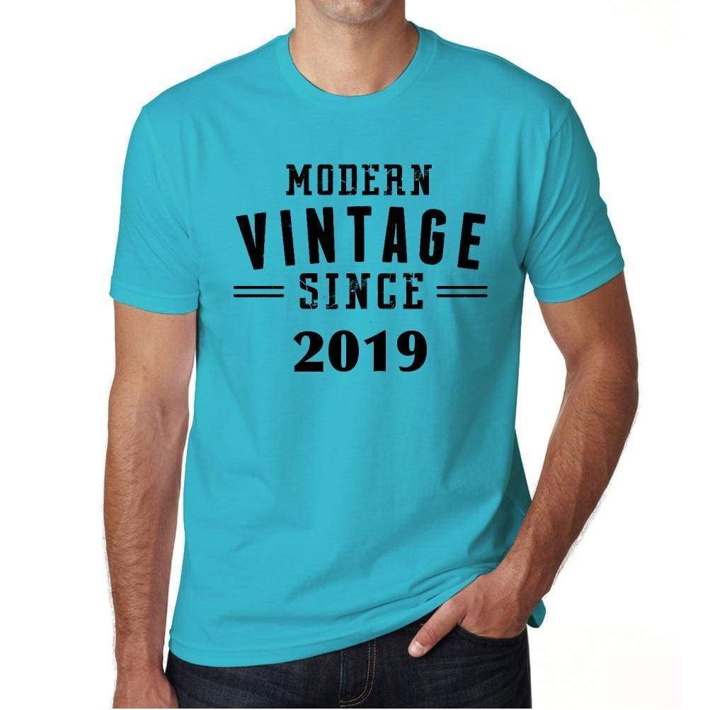 2019 Modern Vintage Blue Mens Short Sleeve Round Neck T-Shirt 00107 - Blue / S - Casual