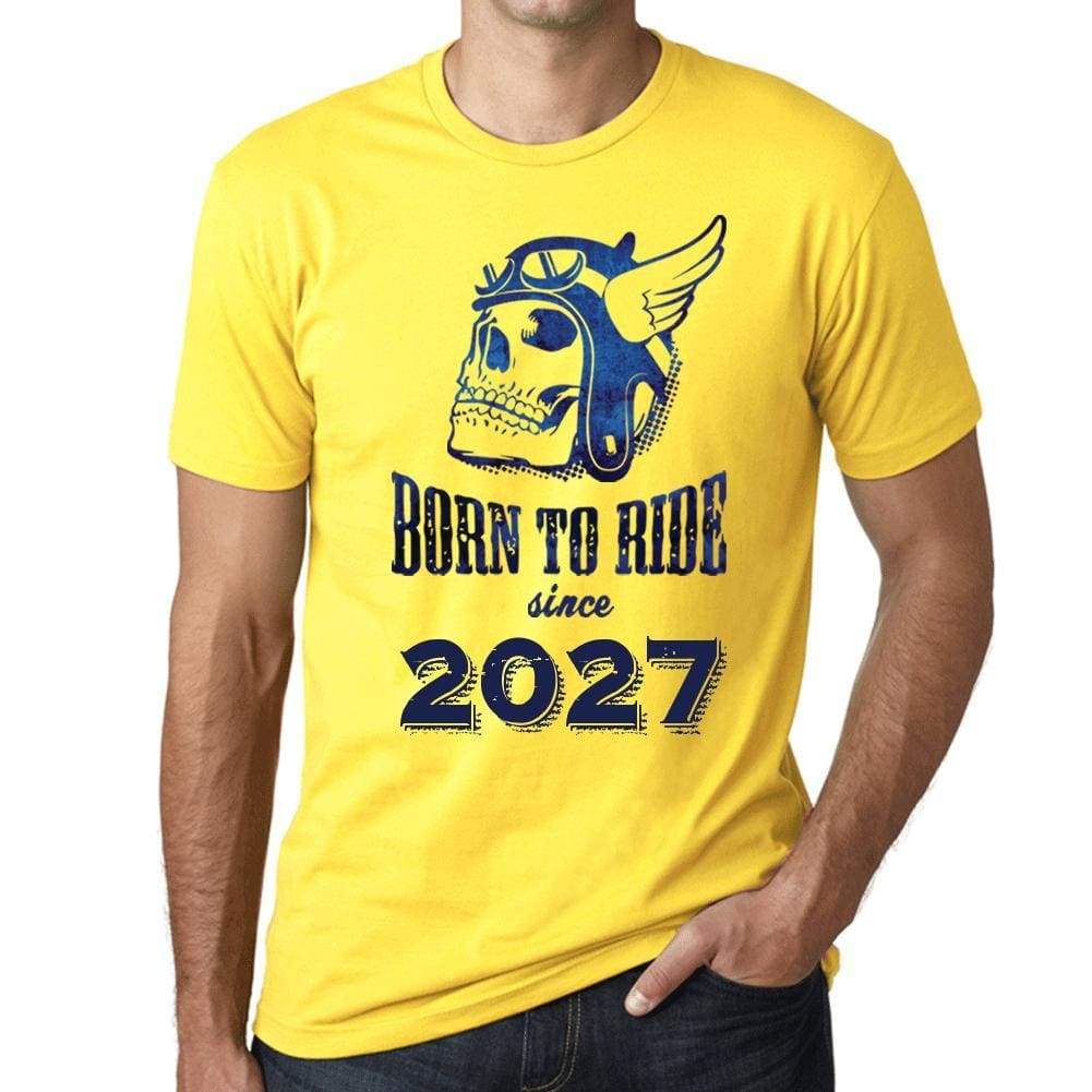 2027, Born to Ride Since 2027 Men's T-shirt Yellow Birthday Gift 00496 - Ultrabasic
