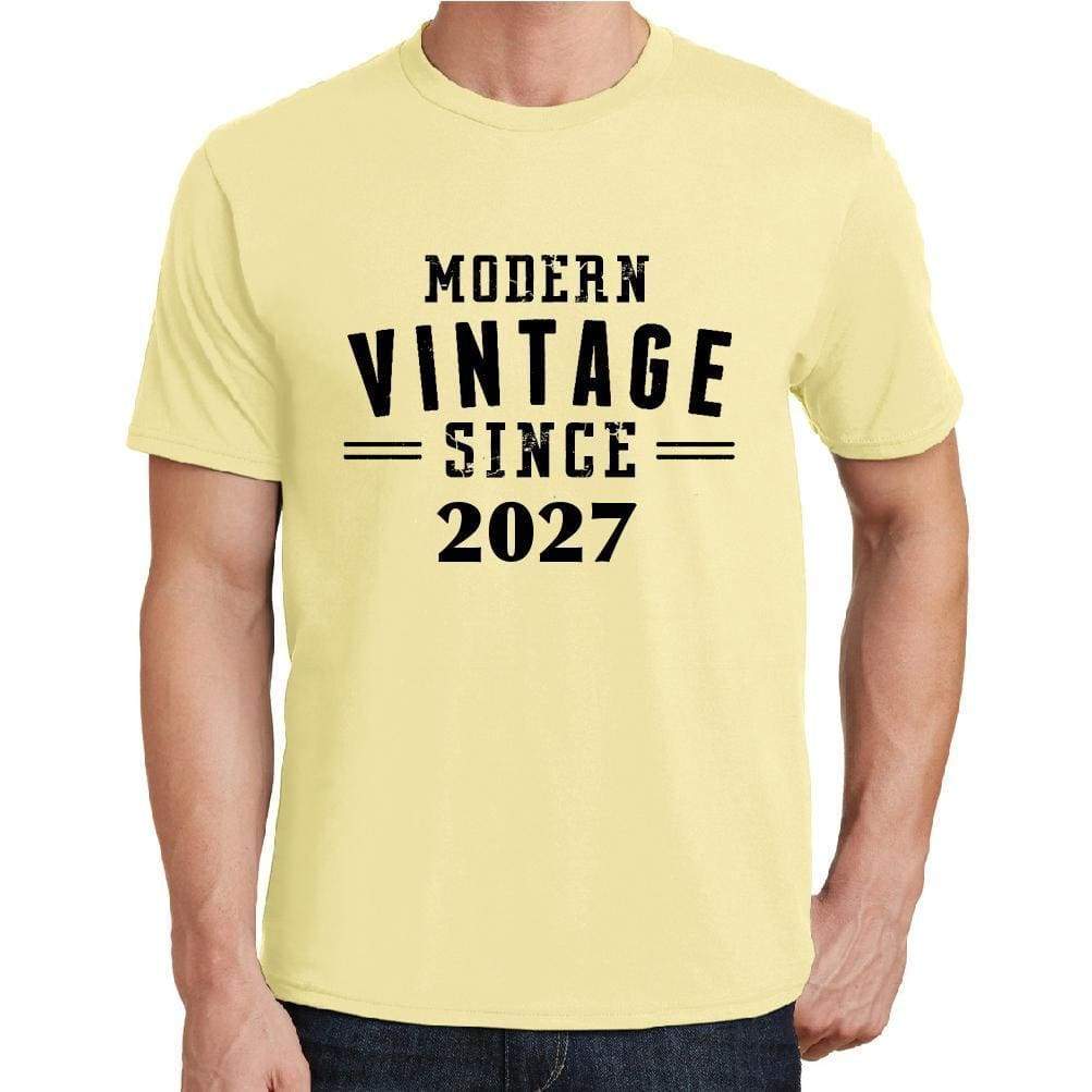 2027 Modern Vintage Yellow Mens Short Sleeve Round Neck T-Shirt 00106 - Yellow / S - Casual