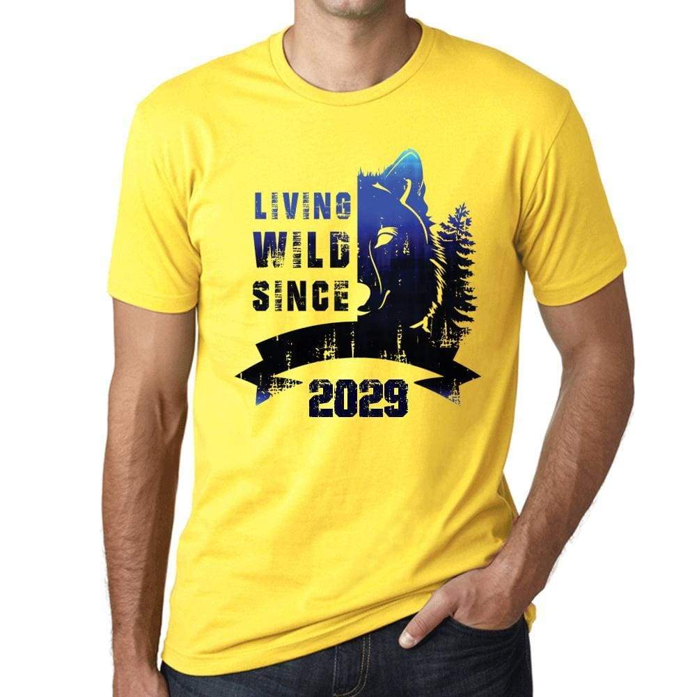 2029 Living Wild 2 Since 2029 Mens T-Shirt Yellow Birthday Gift 00516 - Yellow / Xs - Casual