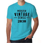 2030 Modern Vintage Blue Mens Short Sleeve Round Neck T-Shirt 00107 - Blue / S - Casual
