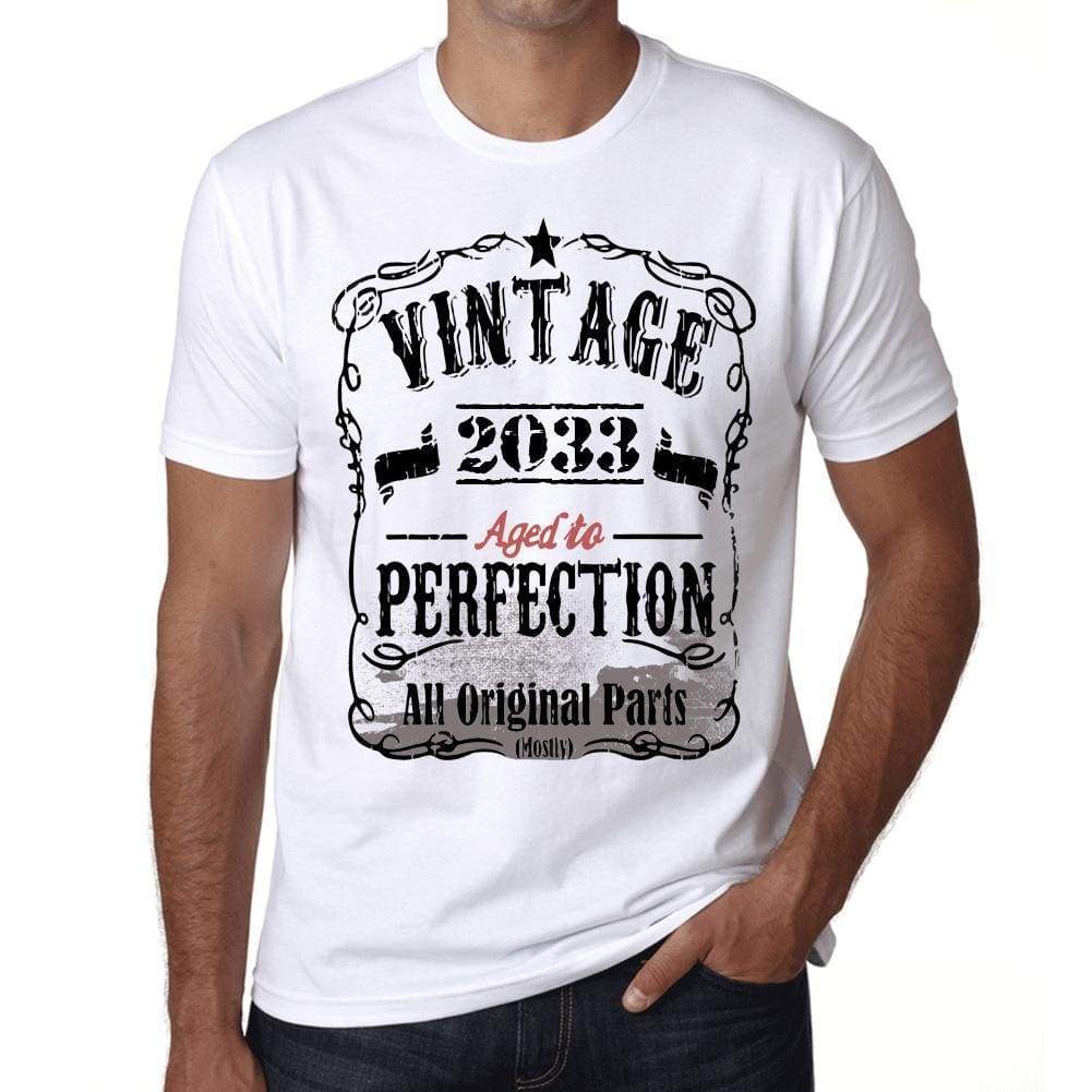 2033 Vintage Aged To Perfection Mens T-Shirt White Birthday Gift 00488 - White / Xs - Casual