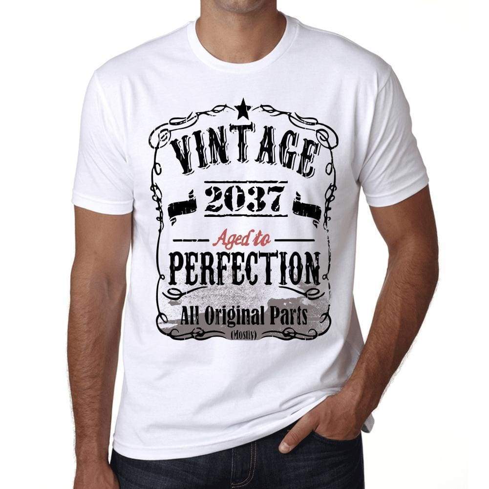 2037 Vintage Aged To Perfection Mens T-Shirt White Birthday Gift 00488 - White / Xs - Casual
