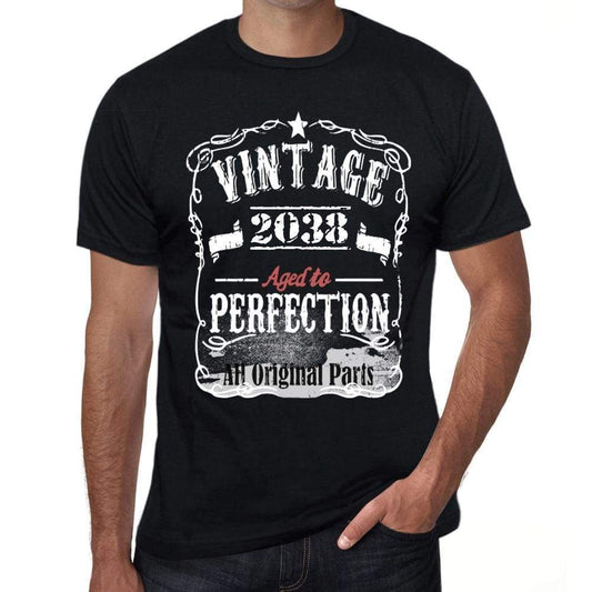 2038 Vintage Aged To Perfection Mens T-Shirt Black Birthday Gift 00490 - Black / Xs - Casual