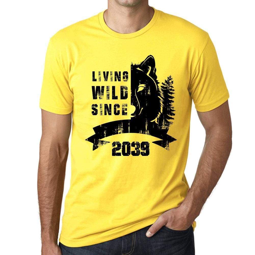 2039 Living Wild Since 2039 Mens T-Shirt Yellow Birthday Gift 00501 - Yellow / X-Small - Casual
