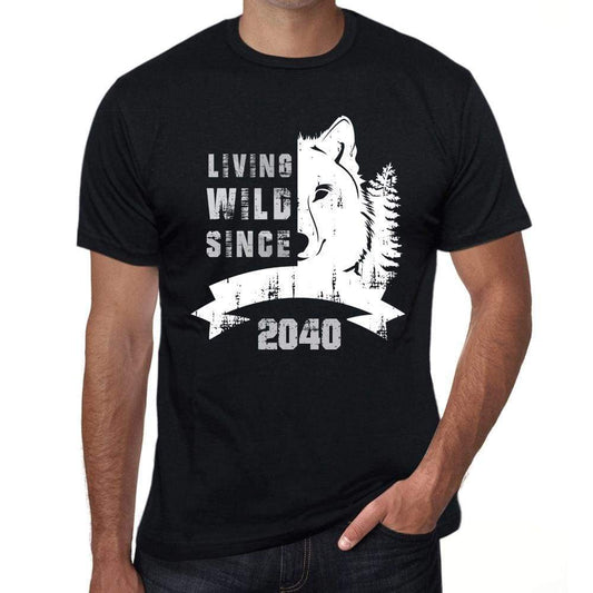2040, Living Wild Since 2040 Men's T-shirt Black Birthday Gift 00498 - Ultrabasic