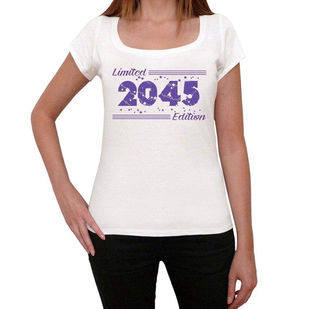 2045 Limited Edition Star Womens T-Shirt White Birthday Gift 00382 - White / Xs - Casual