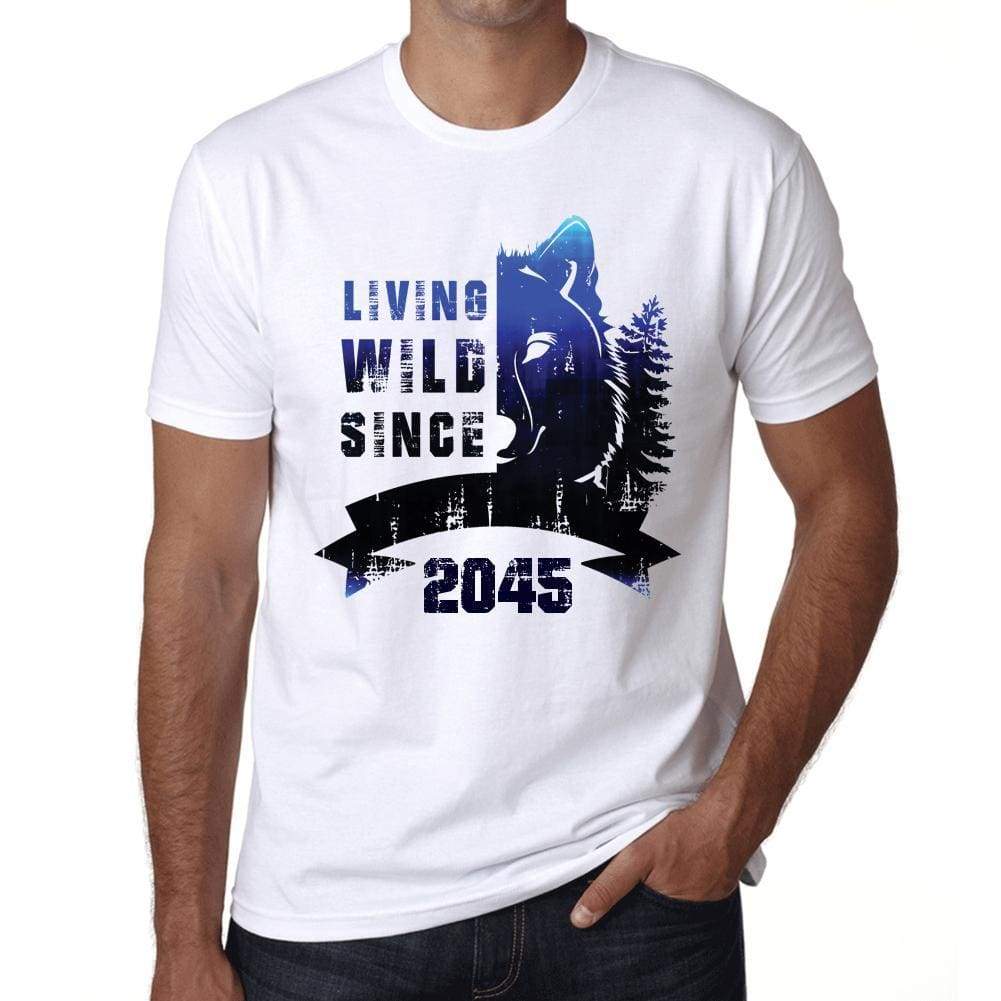 2045 Living Wild Since 2045 Mens T-Shirt White Birthday Gift 00508 - White / Xs - Casual