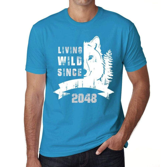 2048 Living Wild Since 2048 Mens T-Shirt Blue Birthday Gift 00499 - Blue / X-Small - Casual