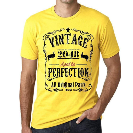 2048 Vintage Aged To Perfection Mens T-Shirt Yellow Birthday Gift 00487 - Yellow / Xs - Casual