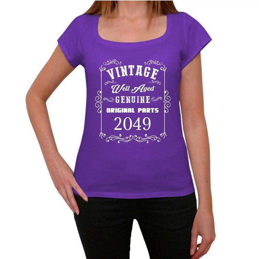 2049 Well Aged Purple Womens Short Sleeve Round Neck T-Shirt 00110 - Purple / Xs - Casual